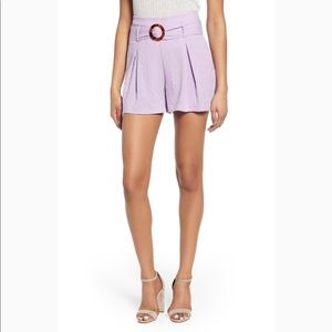 JOA Purple Flared High Waist Shorts Belted Medium